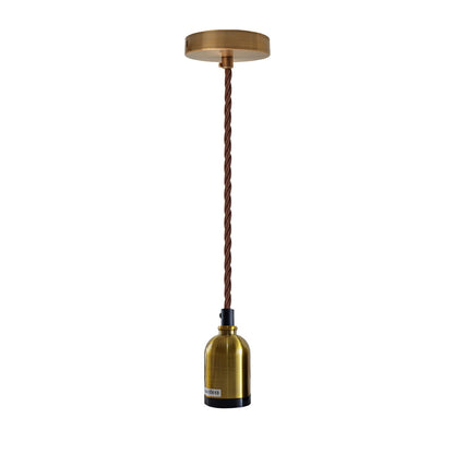 Modern Pendant Light Fabric Wire Yellow Brass Ceiling Rose E27 Suspension Light Lamp Holder~3681